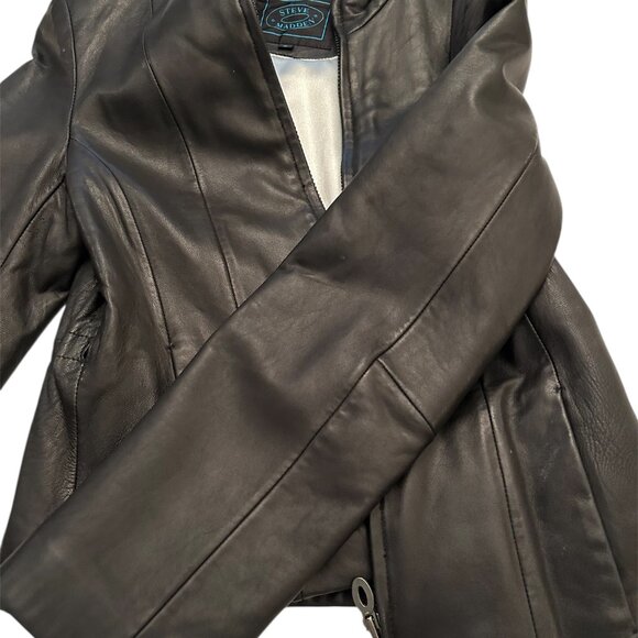 Steve Madden Black Leather Vintage Coat (Size S) - Picture 3 of 9